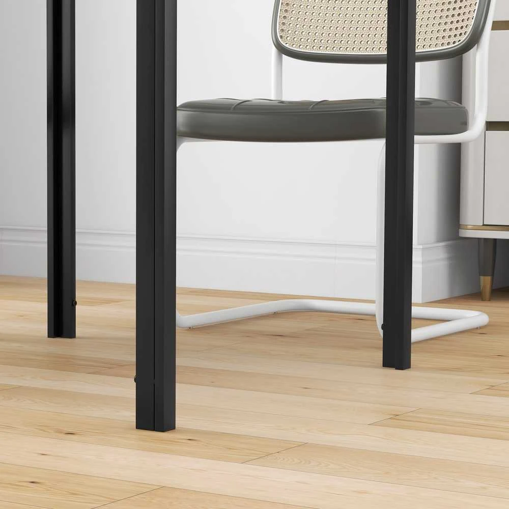 HOMCOM valgomasis stalas, kvadratinis virtuvinis stalas 4 asmenims, grūdinto stiklo stalas, išlaikantis iki 80 kg, virtuvei, valgomajam, 75 x 75 x 75 cm, juodas
