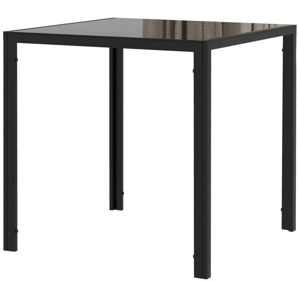 HOMCOM valgomasis stalas, kvadratinis virtuvinis stalas 4 asmenims, grūdinto stiklo stalas, išlaikantis iki 80 kg, virtuvei, valgomajam, 75 x 75 x 75 cm, juodas