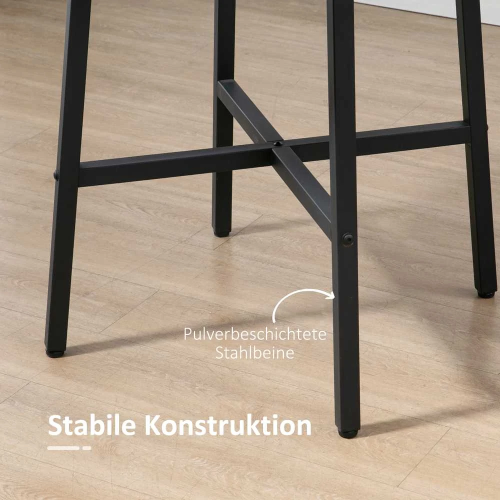 HOMCOM valgomojo stalas, virtuvės stalas 4 asmenims, pramoninio dizaino svetainės stalas valgomajam, virtuvei, plienas, ruda spalva, 80 x 80 x 76 cm