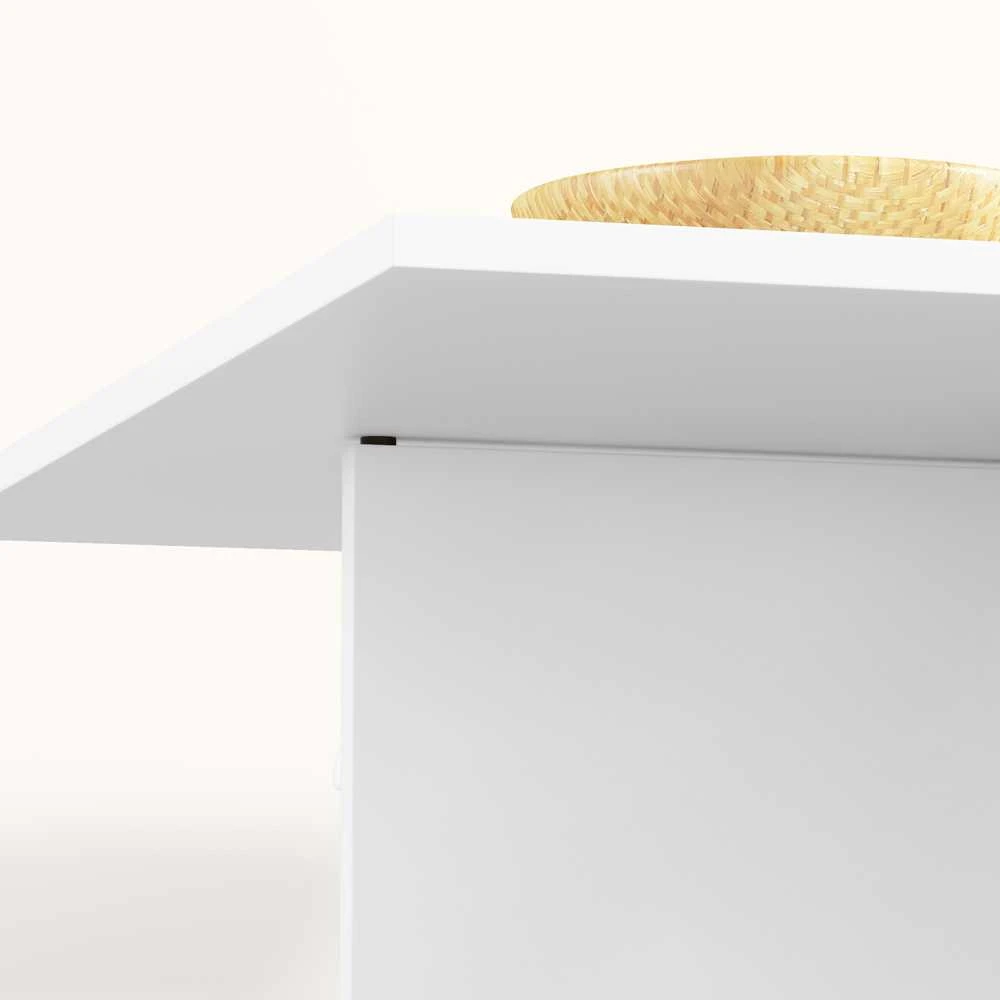 HOMCOM sulankstomas valgomojo stalas, mobilus virtuvės stalas 2-4 asmenims su atviromis lentynomis, 1 stalčiumi, sulankstomas stalas mažoms erdvėms, valgomasis 114,5 x 70 x 75 cm, baltas