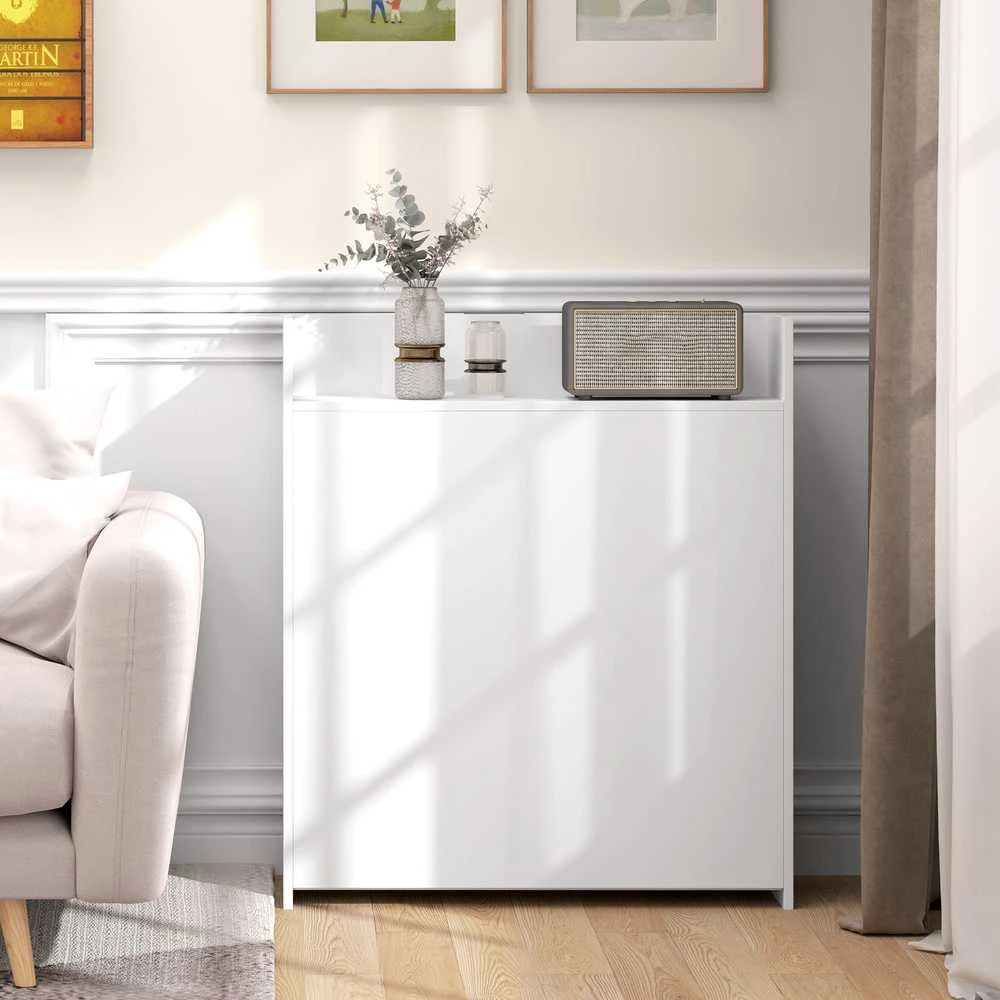 HOMCOM sulankstomas valgomasis stalas, virtuvinis stalas su 4 pakopų lentynomis 3 asmenims, sulankstomas stalas su apsauga nuo apvirtimo mažoms erdvėms, virtuvei, valgomajam, 80 x 90 x 93 cm, baltas