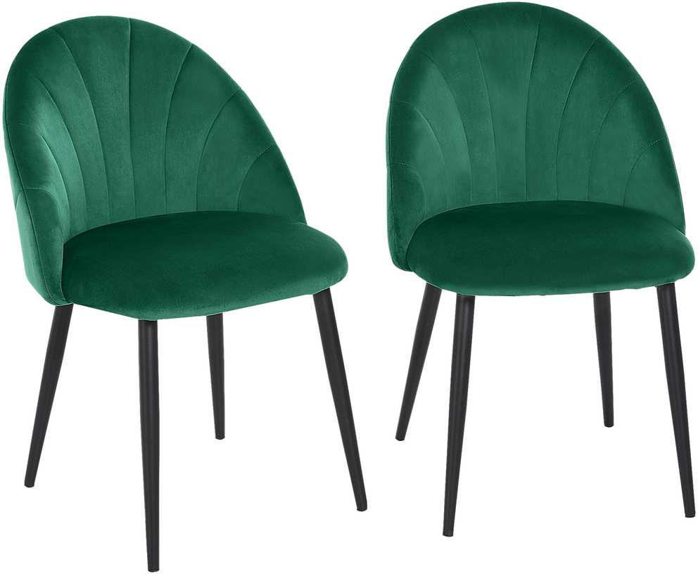 Meble Moskaa HOMCOM valgomojo kėdės 2 modernių virtuvės kėdžių rinkinys Scandi dizainas svetainės kėdė minkšta kėdė biuro kėdė velvetas metalas žalia 52x54x79cm