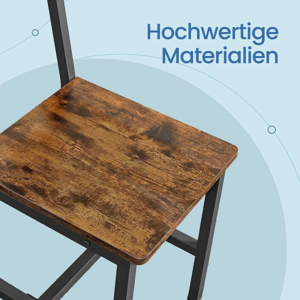 Songmics Valgomojo kėdės, 2 vnt., medinės ir plieninės, 43,4x43x95,5 cm