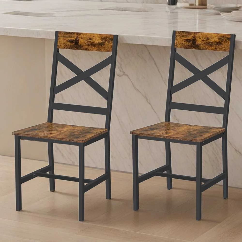 Songmics Valgomojo kėdės, 2 vnt., medinės ir plieninės, 43,4x43x95,5 cm