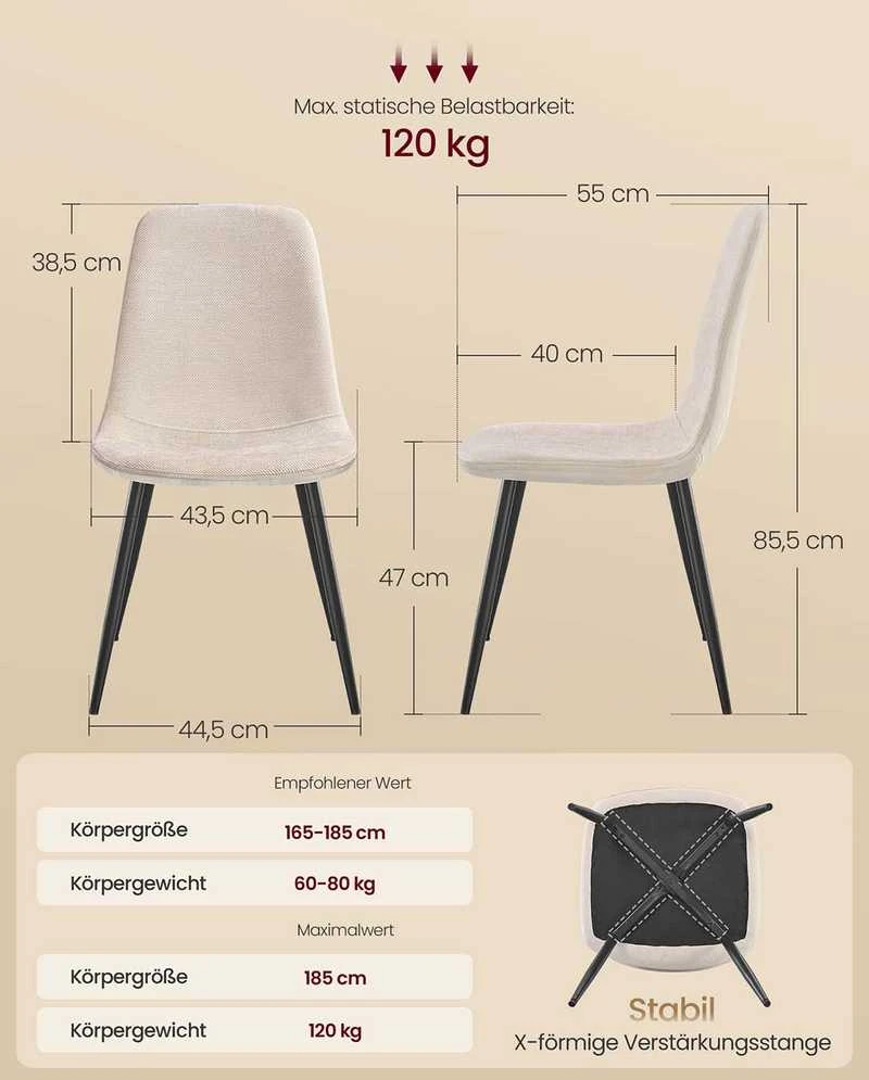 Songmics Valgomojo kėdės, 4 vnt.