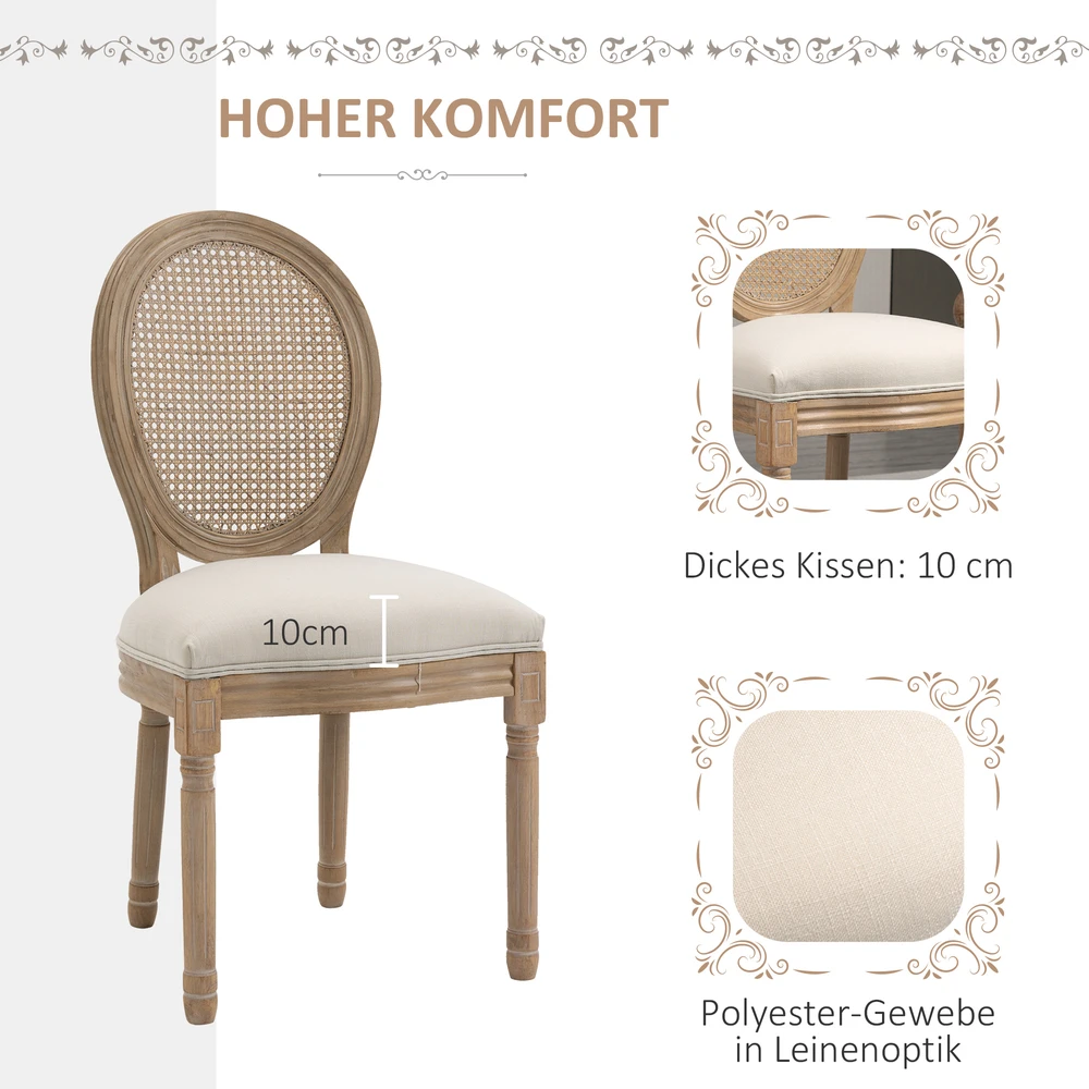 HOMCOM vintage stiliaus valgomojo kėdė 2 vnt. komplektas, medžio masyvas 49 x 56 x 96 cm