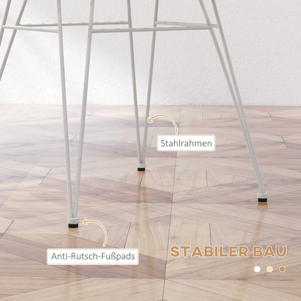 HOMCOM valgomojo kėdės 2 virtuvės kėdės su atlošu, rotango išvaizdos, valgomojo kėdė su plieninėmis kojelėmis, boho stiliaus, skirtos svetainei, valgomajam, balkonui, šviesiai rudos spalvos