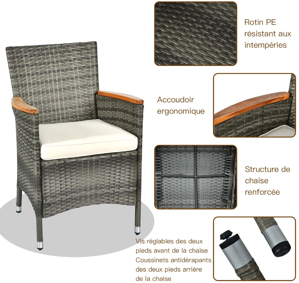 Lauko baldų komplektas Valgomojo komplektas 190 x 90 x 74 cm 9 vnt.