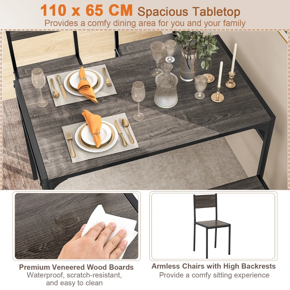 Valgomojo komplektas Rustic Brown/Gray 4 vnt.