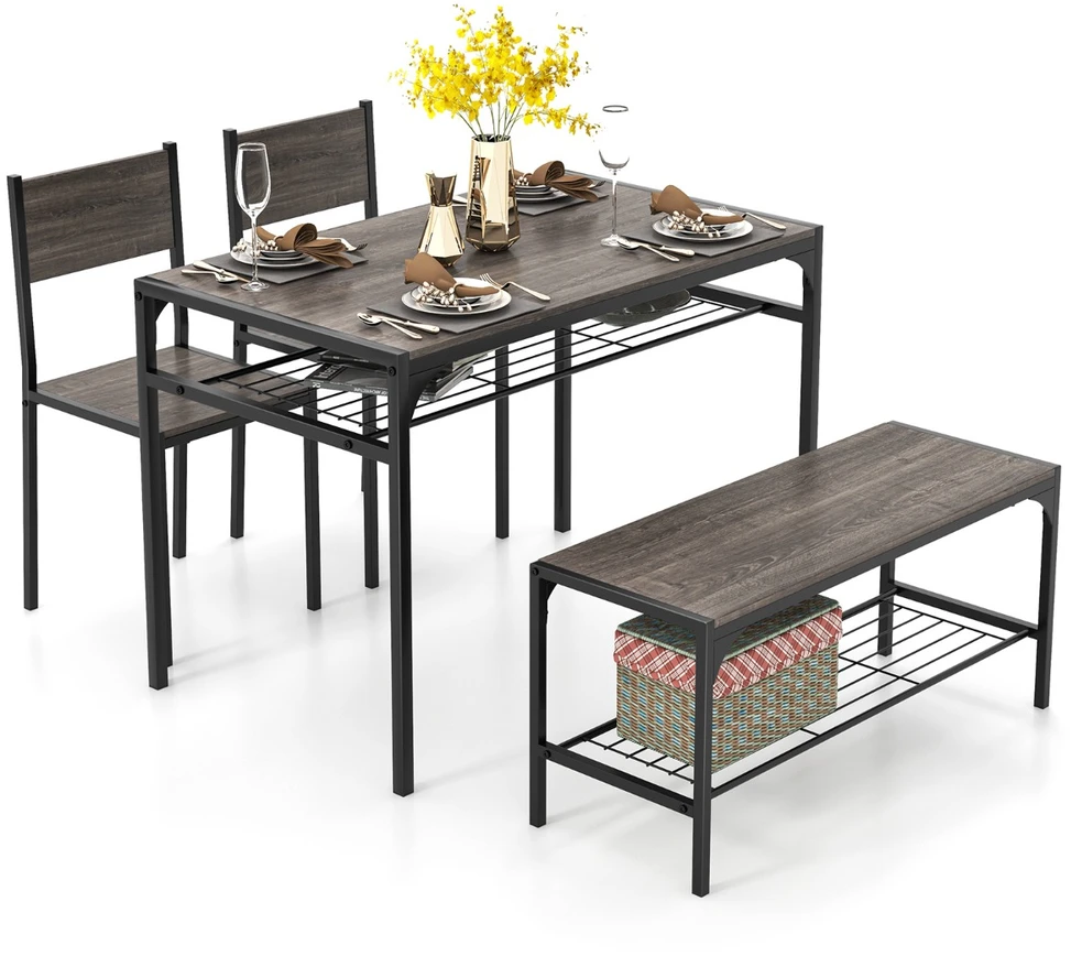 Valgomojo komplektas Rustic Brown/Gray 4 vnt.
