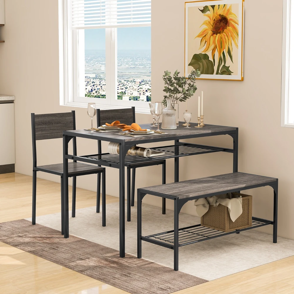 Valgomojo komplektas Rustic Brown/Gray 4 vnt.