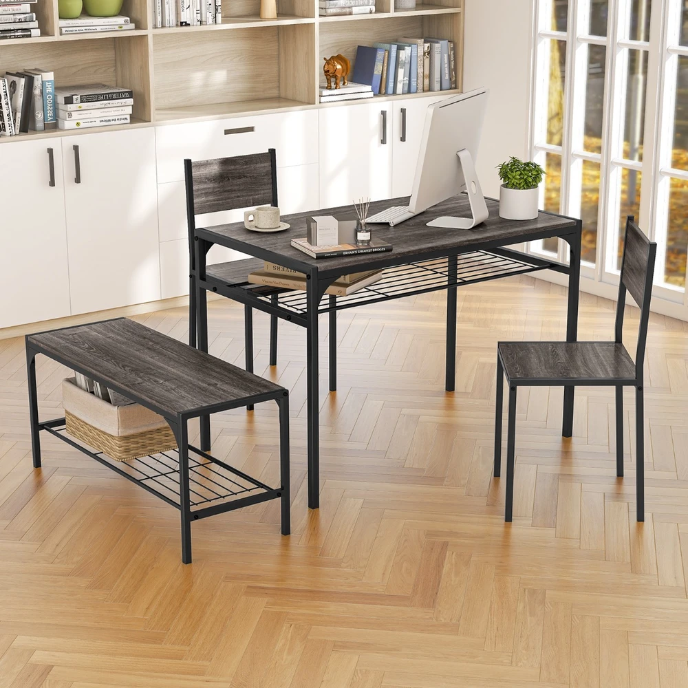 Valgomojo komplektas Rustic Brown/Gray 4 vnt.