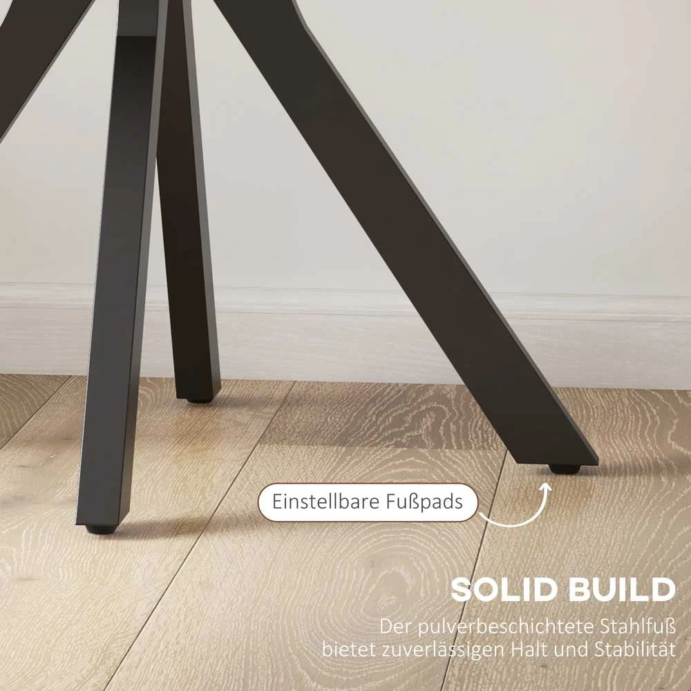 HOMCOM valgomojo stalas, apvalus virtuvės stalas, modernus valgomojo stalas, kavos staliukas su „Spider“ plieniniu rėmu, baro stalas 2 asmenims, Ø78 x 75 cm, kaimiška ruda spalva