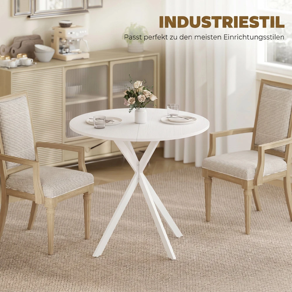 Valgomojo stalas, apvalus, baltas, Ø 80 × 75 cm