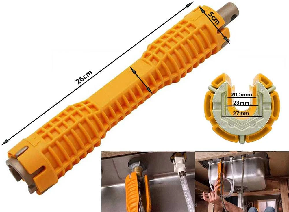 Vamzdžių montavimo raktas su neslystančia rankena, 26 cm