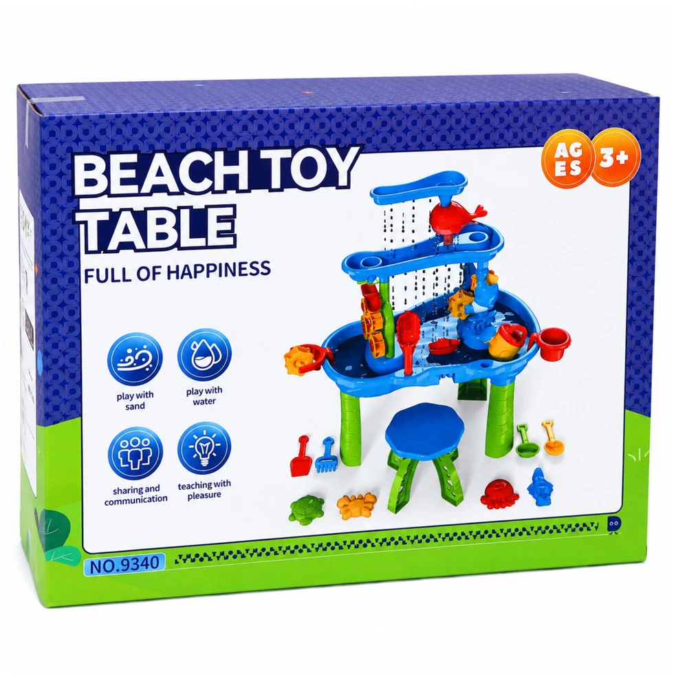 Lean Toys Vandens žaidimų stalas su kelių lygių vandens trasa ir kėdute, 61 × 63 cm