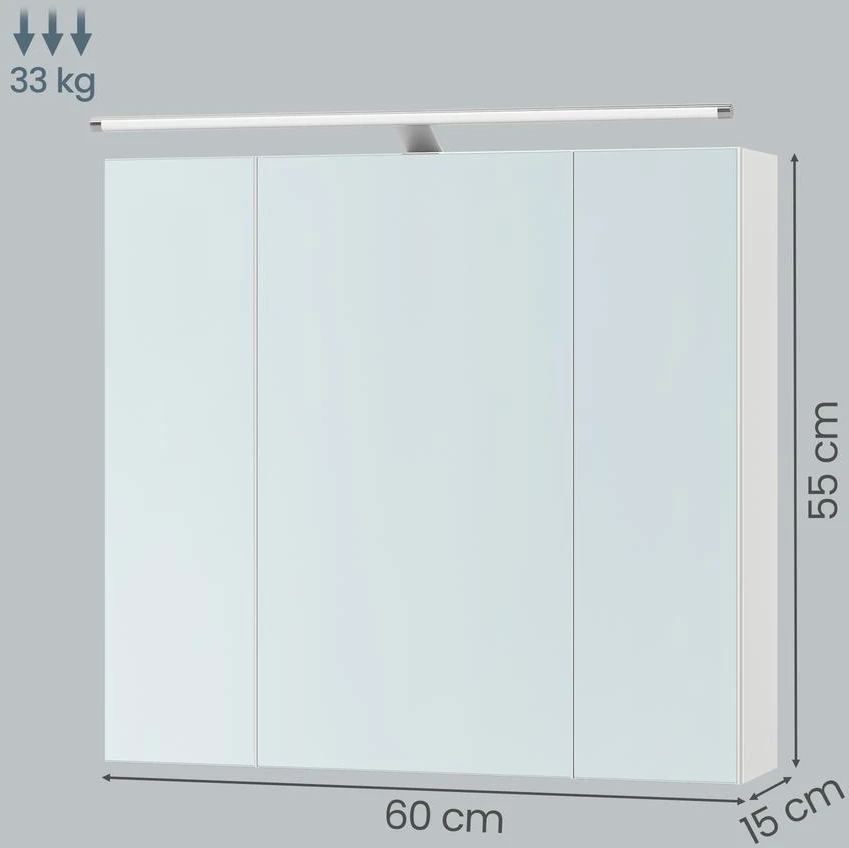 Songmics Veidrodinė spintelė 15 x 60 x 55 cm