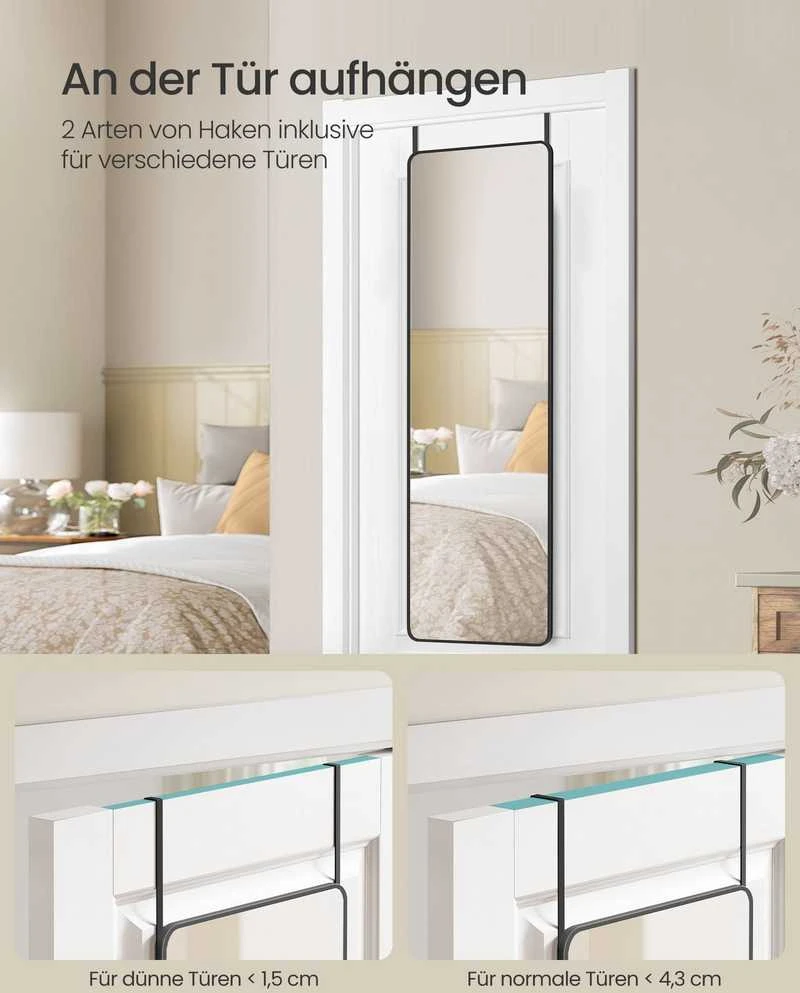 Songmics 120 x 40 cm stačiakampio formos stačiakampio formos veidrodis su juodu rašalu
