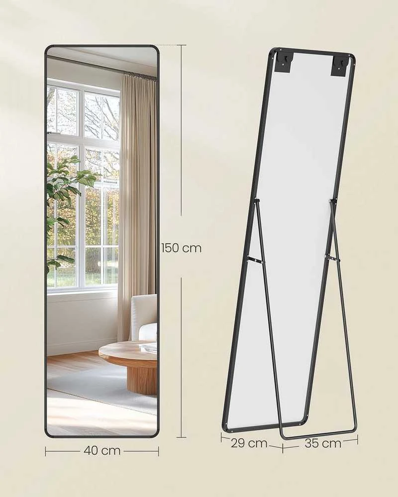 Songmics Veidrodis 150x40 cm juodos spalvos