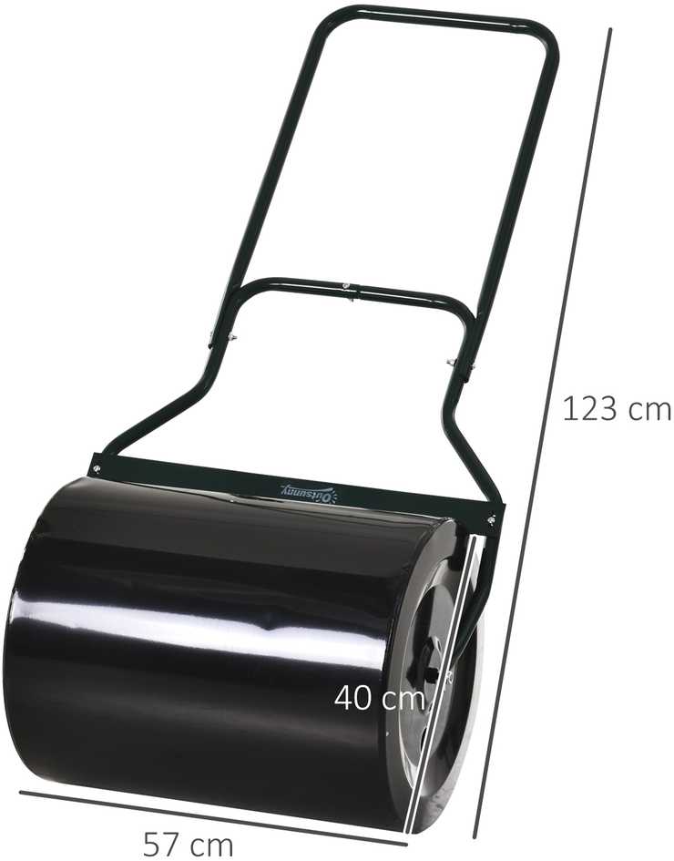 Outsunny vejos volas su U formos rankena, sodo volas, 40 cm skersmuo, 60 l vandens/smėlio talpa, metalinis, juodas, 57 x 40 x 123 cm