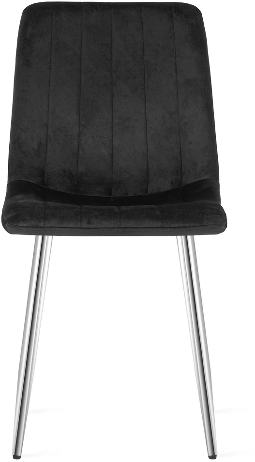 Veliūrinė kėdė su chromuotomis kojomis, juoda, 86 cm, 4 vnt.