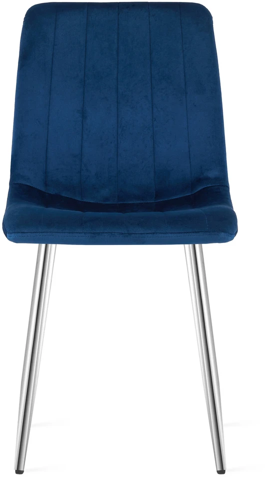 Velvetinė kėdė su chromuotomis kojomis, tamsiai mėlyna, 86 cm, 4 vnt.