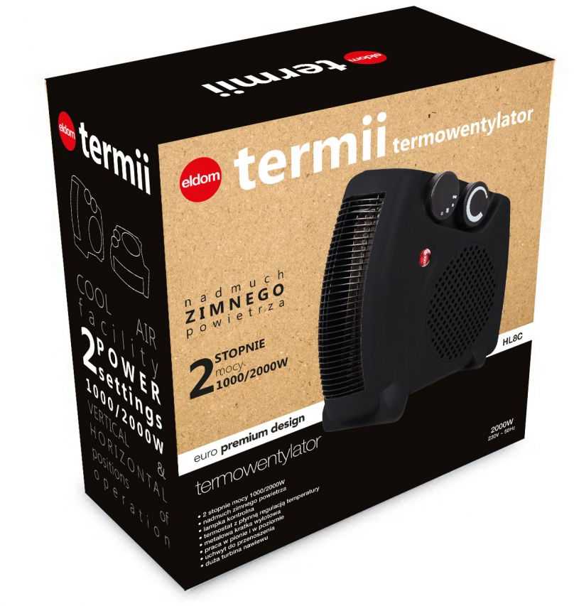 Fan heater top radiator Farelka 2000W ELDOM HL8C juodas