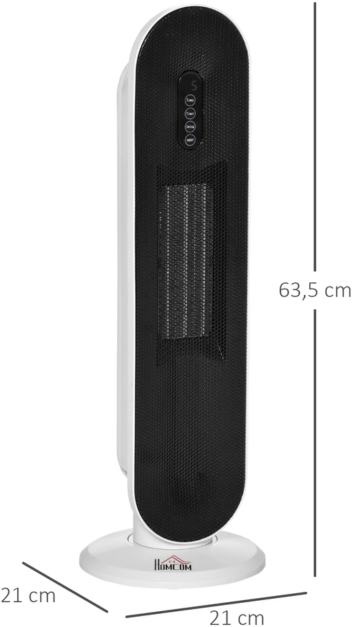 Homcom Ventiliatorinis šildytuvas 2000 W su nuotolinio valdymo pulteliu 21 x 21 x 63,5 cm