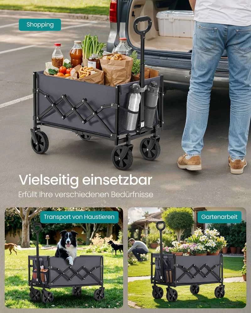 Songmics Sulankstomas rankinis vežimėlis iki 150 kg skalūno pilkos spalvos