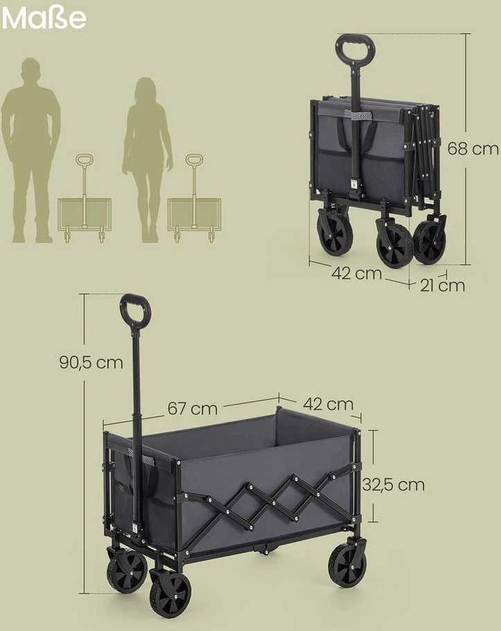 Songmics Sulankstomas rankinis vežimėlis iki 150 kg skalūno pilkos spalvos