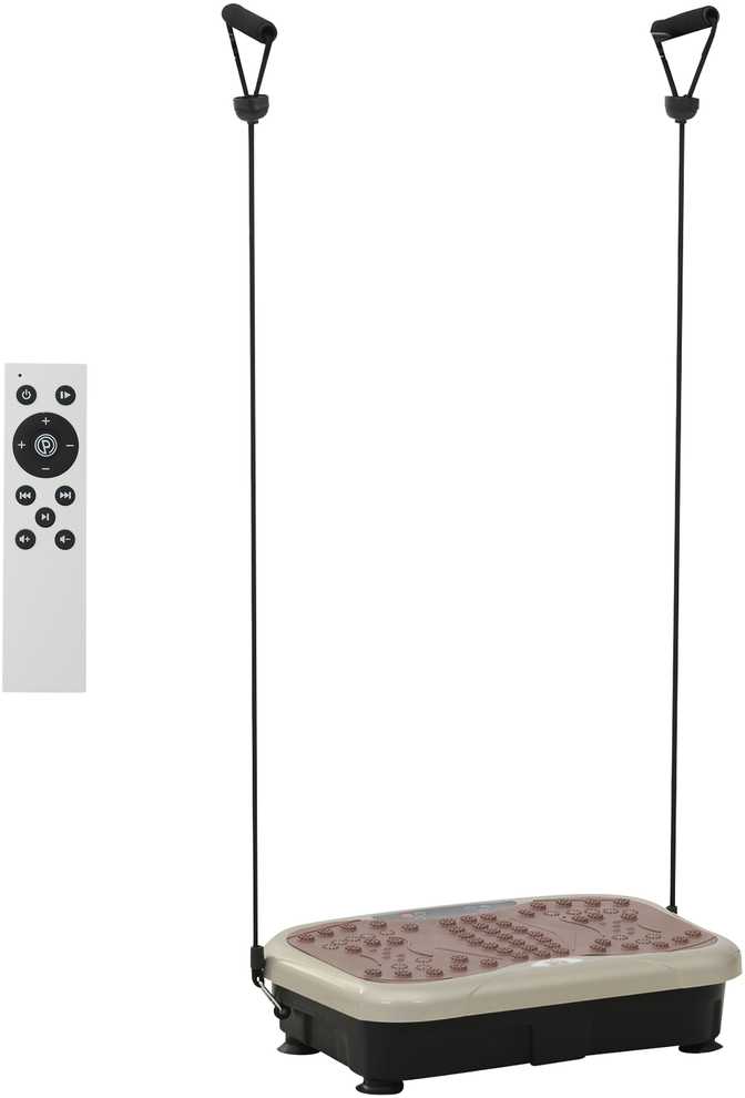 HOMCOM vibracinė plokštė, vibracinis treniruoklis, vibracinis įrenginys, kūno rengybos treniruoklis, LED ekranas, USB garsiakalbis, pasipriešinimo gumos, nuotolinio valdymo pultas