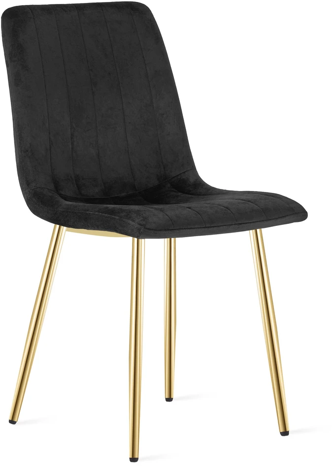 Vidaus kėdė veliūriniais apmušalais ir auksinėmis metalinėmis kojomis, juoda, 86 cm, 2 vnt.