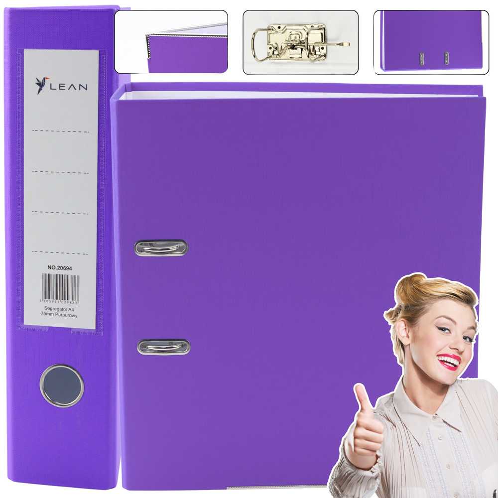Lean Violetinis A4/75mm segtuvas su svirtiniu mechanizmu