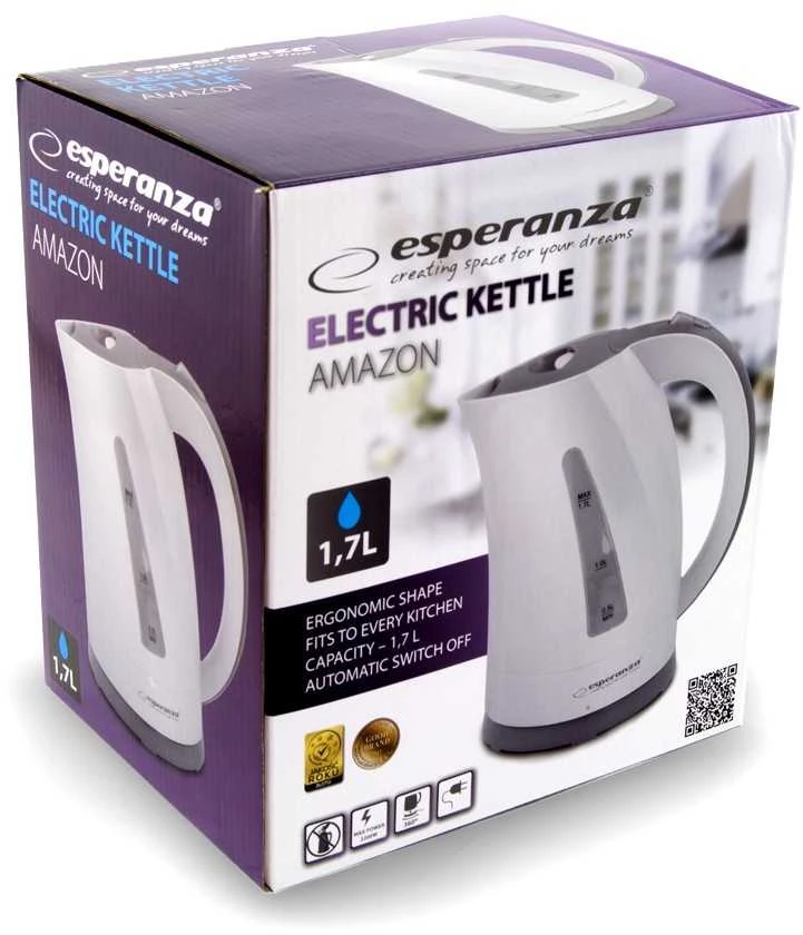 Virdulys electric Esperanza Amazon EKK022 (2200W 1.7l, beige color, graphite juodos spalvos)