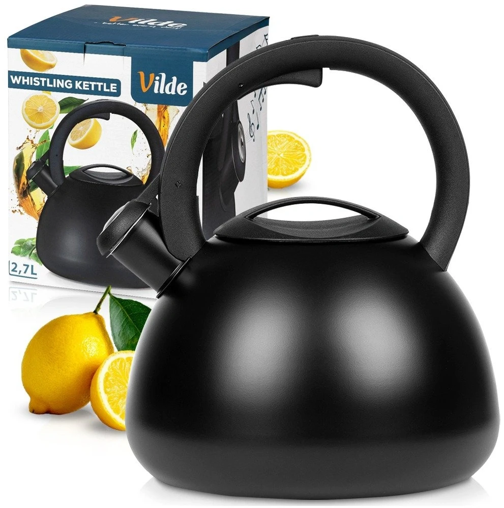Virdulys su automatiniu švilpuku, juodas, 2,7 l