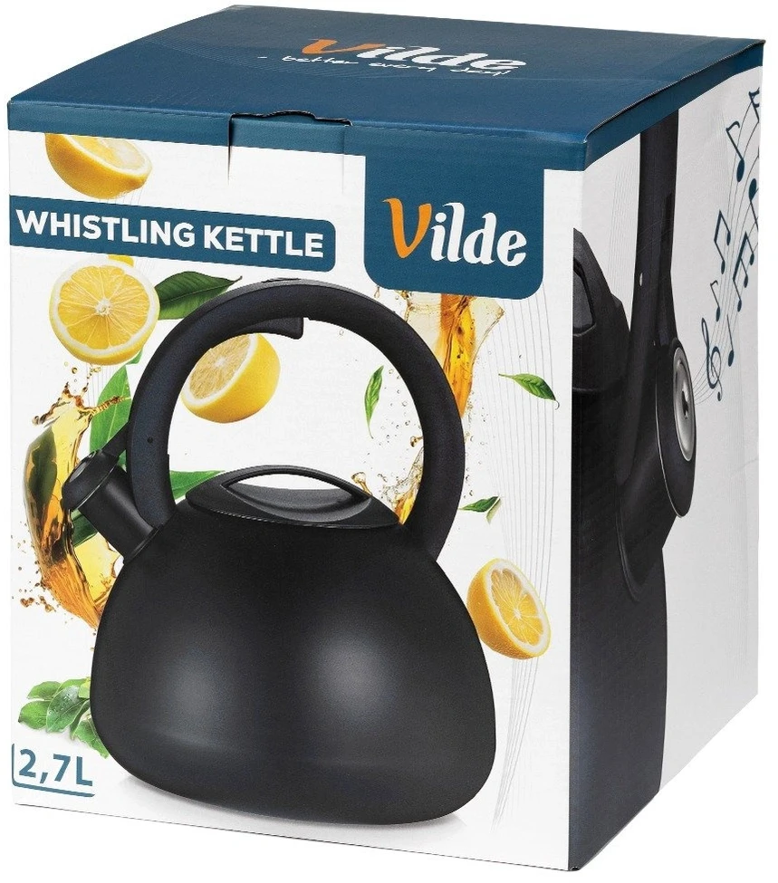 Virdulys su automatiniu švilpuku, juodas, 2,7 l
