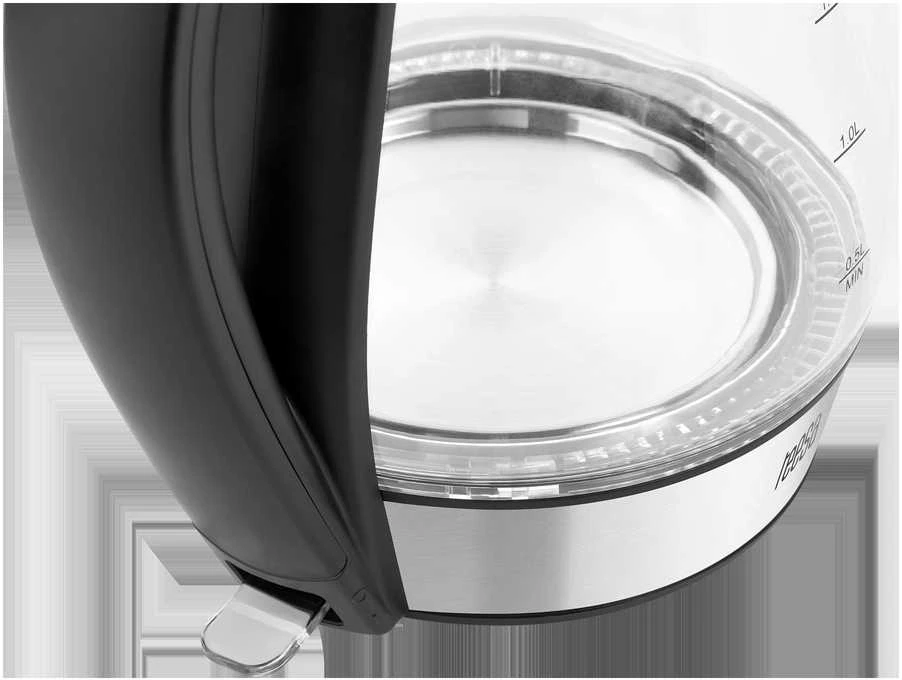 TEESA elektrinis virdulys, stiklas + inox, 2000 W, juodas, 1.7 l