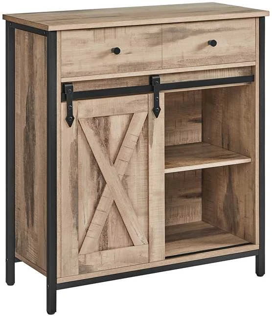 Songmics Vasagle Virtuvės spintelė su stumdomomis durimis 30 x 70 x 80 cm kaimiško stiliaus