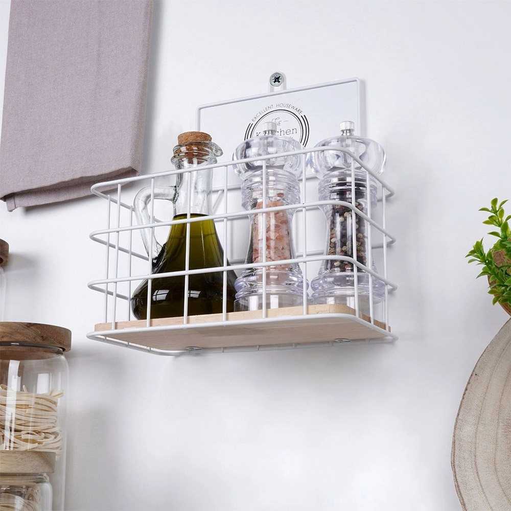 Hs Decoration Metalinė virtuvės lentyna 21x12,5x24 cm balta