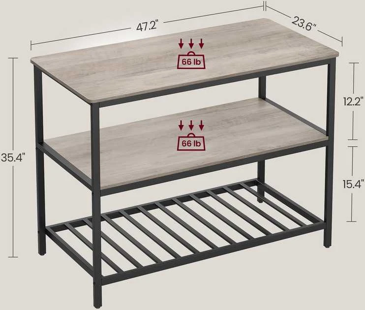 Songmics Vasagle 3 pakopų virtuvės lentyna 60 x 120 x 90 cm pramoninė