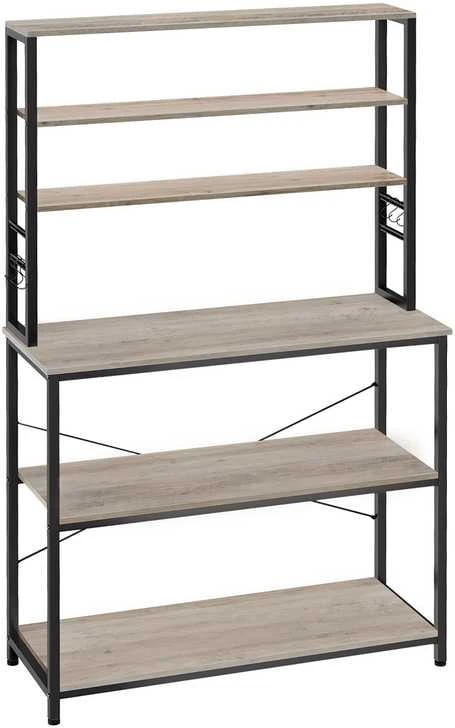 Songmics Vasagle Virtuvės lentyna 6 lentynų lygiai 40 x 100 x 167 cm pilkai juoda