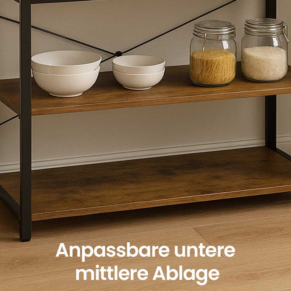 Songmics VASAGLE virtuvės lentynos, pramoninis dizainas, vintage ruda-juoda