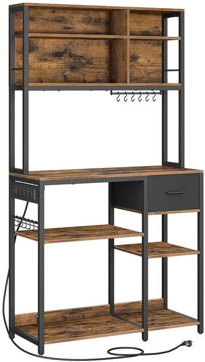 Vasagle Virtuvės lentyna su lizdais ir medžiaginiu stalčiumi 40 x 100 x 180,4 cm