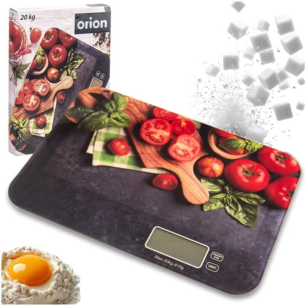 Orion virtuvinės svarstyklės stiklinės 20 kg elektroninės plokščios