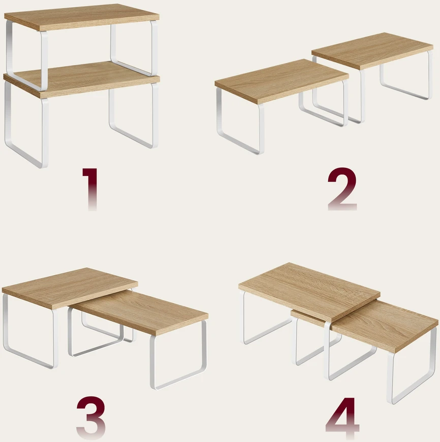 Leobert Virtuvinės stalviršio lentynos, rudos ir juodos, 29,7 × 19,5 × 15,5 cm ir 29,7 × 18,5 × 13,6 cm, 2 vnt.