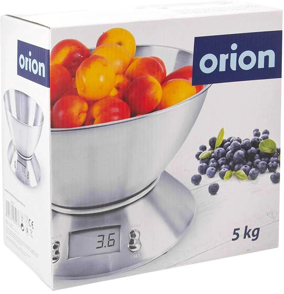 Virtuvinės svarstyklės Orion Elektroninė virtuvinė svarstyklė 5kg su plienine miska