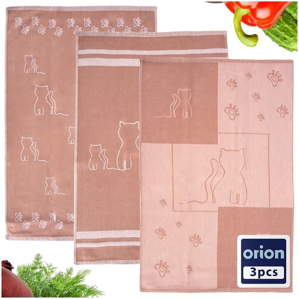 Virtuviniai rankšluosčiai iš Egipto medvilnės, rudi, 70 × 50 cm, 3 vnt.