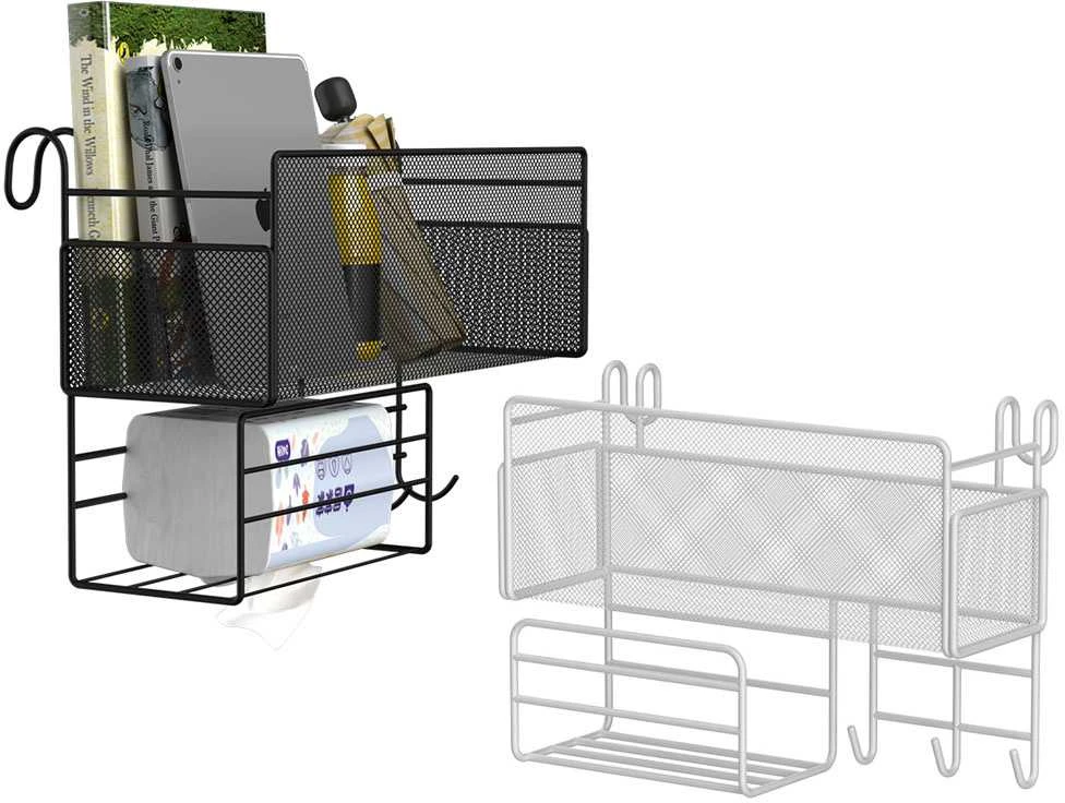 Virtuvinis sieninis metalinis organizatorius su kabliukais, 25x37x13 cm
