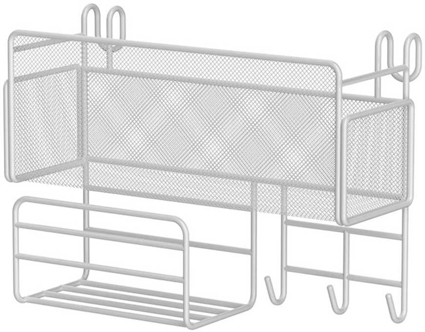 Virtuvinis sieninis metalinis organizatorius su kabliukais, 25x37x13 cm