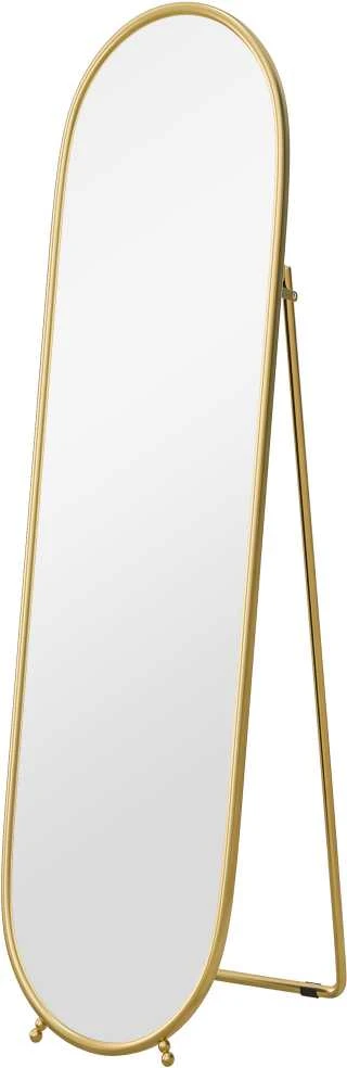 HOMCOM veidrodis per visą ūgį, 160 x 40 cm sieninis veidrodis su stovu, metalinis rėmas, ovalus pastatomas veidrodis svetainei, miegamajam, auksinis